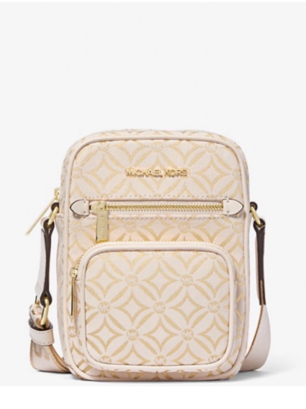 Michael Kors Cream and Gold Crossbody Camera Bag